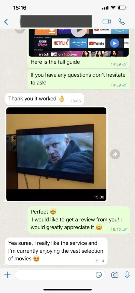 Support WhatsApp screenshot item 1 for IPTV viewers